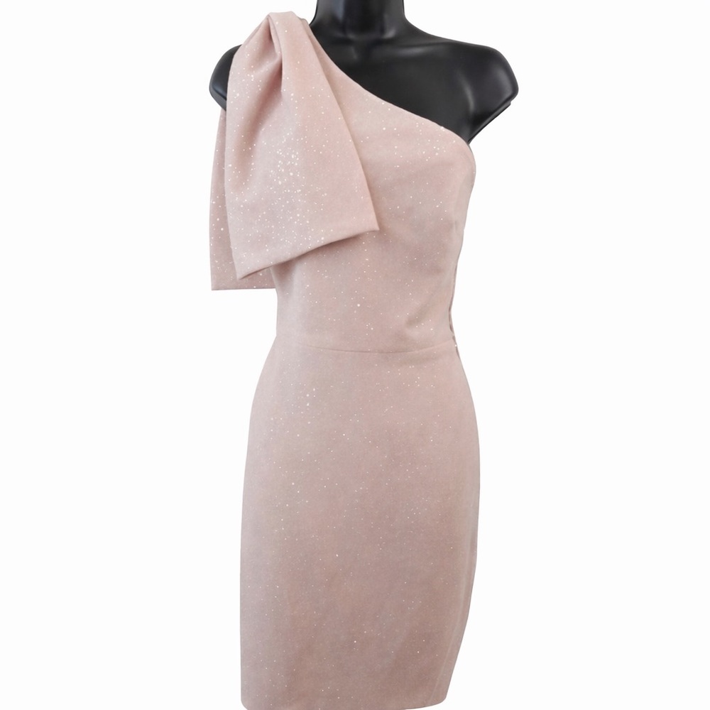 Eliza J One Shoulder Sparkling Blush Dress